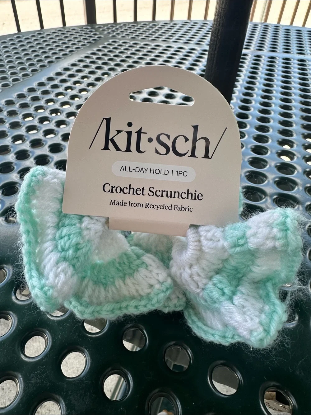 Kitsch Crochet Scrunchie Duo - Yellow, Mint & White